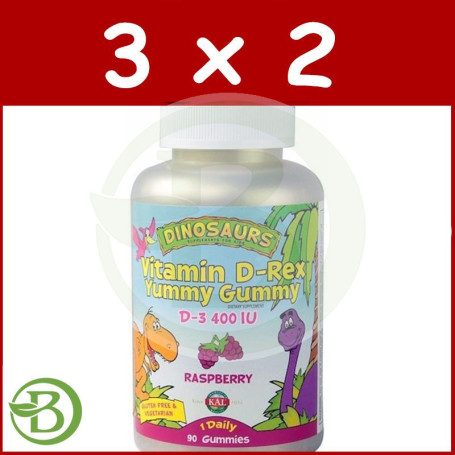 Pack 3x2 Rex Vitamin D-Rex D3 400Ui 90 Dinos Masticables Kal