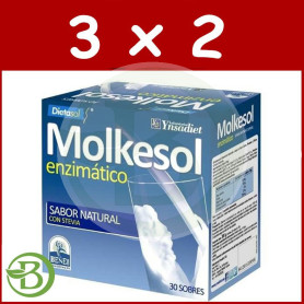 Pack 3x2 Molkesol Natural con Estevia 30 Sobres Ynsadiet