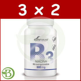 Pack 3x2 Vitamina B3 (Niacina) 1000 Mgrs. X 60 Liberacion Sostenida Soria Natural