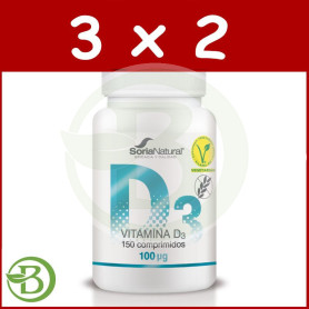 Pack 3x2 Vitamina D3 250 Mgrs. X 150 Liberacion Sostenida Soria Natural