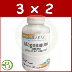 Pack 3x2 Magnesium Citrate 180 Cápsulas Solaray