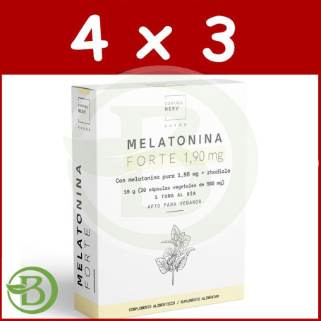 Pack 4x3 Melatonina Forte 1,9Mg. 30 Cápsulas Herbora