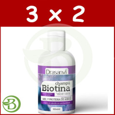 Pack 3x2 Champú Biotina y Aloe Vera Cabello Teñido 100Ml. Drasanvi