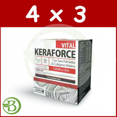 Pack 4x3 Keraforce Vital 30 Cápsulas Dietmed