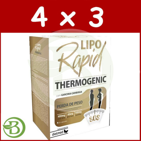 Pack 4x3 Liporapid Thermogenic 30 Cápsulas Dietmed