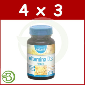 Pack 4x3 Vitamina D3 4.000UI. 60 Cápsulas Naturmil