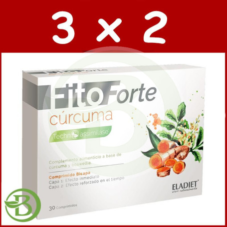 Pack 3x2 Fitoforte Cúrcuma 30 Comprimidos Eladiet