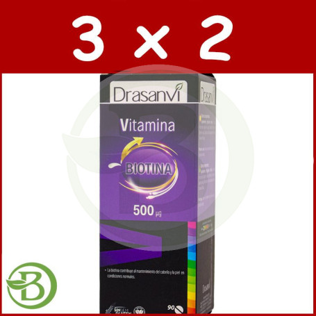 Pack 3x2 Biotina 500Μg. 90 Comprimidos Drasanvi