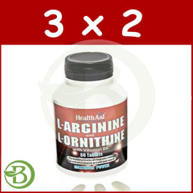 Pack 3x2 L-Arginina y L-Ornitina Health Aid