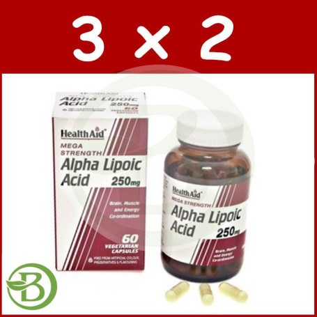 Pack 3x2 Ácido Alfa Lipoico 250Mg. Health Aid