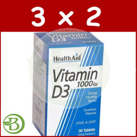Pack 3x2 Vitamina D3 1000UI Health Aid