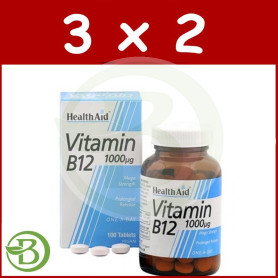 Pack 3x2 Vitamina B12 100 Comprimidos Health Aid