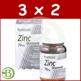 Pack 3x2 Gluconato de Zinc 70Mg. Health Aid