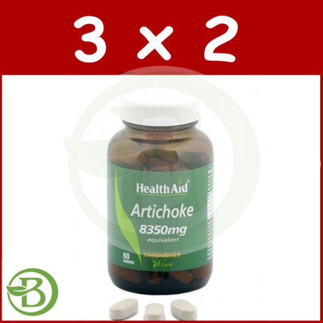 Pack 3x2 Alcachofera 60 Comprimidos Health Aid