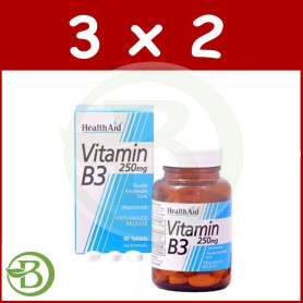 Pack 3x2 Vitamina B3 (Niacinamida) 250Mg. Health Aid