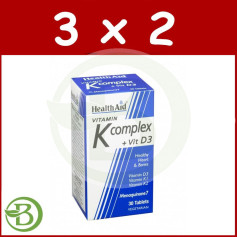 Pack 3x2 Vitamina K Complex y D3 30 Comprimidos Health Aid