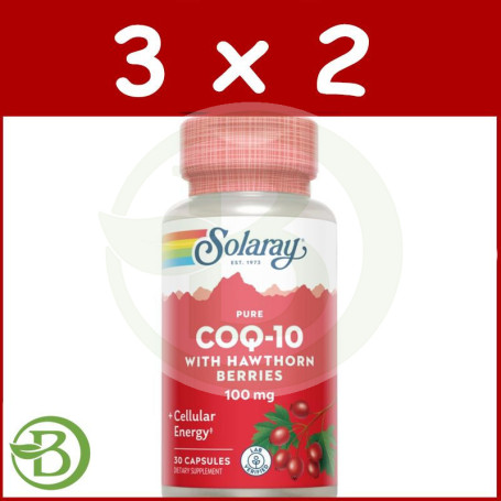 Pack 3x2 Pure Coq10 100 Mg - 30 Cápsulas Solaray