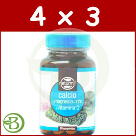 Pack 4x3 Calcio+Magnesio+Zinc 90 Comprimidos Naturmil