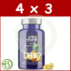 Pack 4x3 Vitamina D3 y K2 60 Comprimidos Herbora