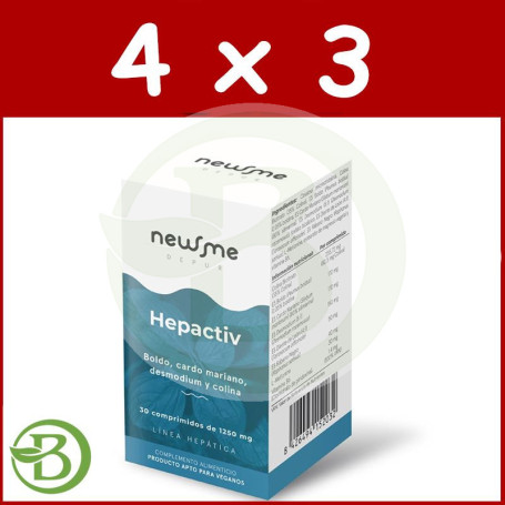 Pack 4x3 Hepactiv 30 Comprimidos Herbora