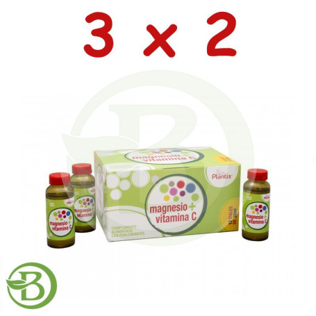 Pack 3x2 Magnesio + Vitamina C 12 Viales Plantis