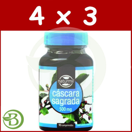 Pack 4x3 Cáscara Sagrada 90 Comprimidos Naturmil