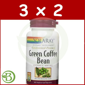 Pack 3x2 Green Coffee Extract 400Mg. 60 Cápsulas Solaray