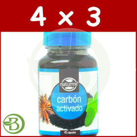 Pack 4x3 Carbón Activado 45 Cápsulas Naturmil