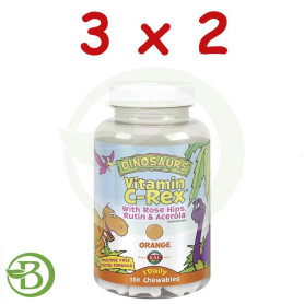 Pack 3x2 Vitamina C Rex 100 Dinosaurios Masticables Kal