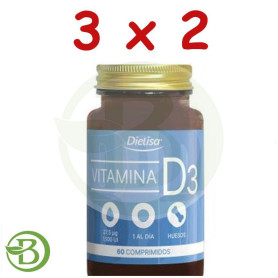 Pack 3x2 Dietisa Vitamina D3 60 Comprimidos Dietisa
