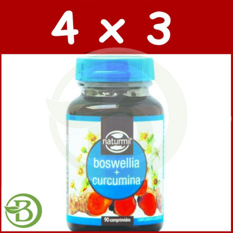 Pack 4x3 Boswellia y Curcumina 90 Comprimidos Naturmil