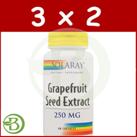Pack 3x2 Grapefruit Seed 250Mg. 60 Cápsulas Solaray
