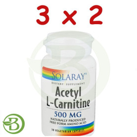 Pack 3x2 Acetyl L-Carnitine 500Mg. 30 Cápsulas Solaray