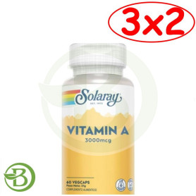 Pack 3x2 Vitamina a 10,000 Ui - 60 Vegcaps Solaray