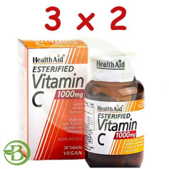Pack 3x2 Esterified Vitamina C 1000Mg 30 Tabletas Health Aid