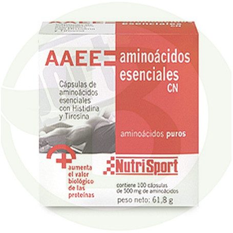 AAEE Aminoácidos Esenciales 100 Cápsulas 500Mg. Nutrisport