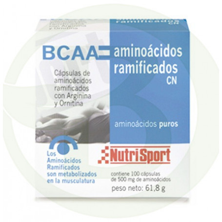BCAA Aminoácidos Ramificados 100 Cápsulas 500Mg. Nutrisport