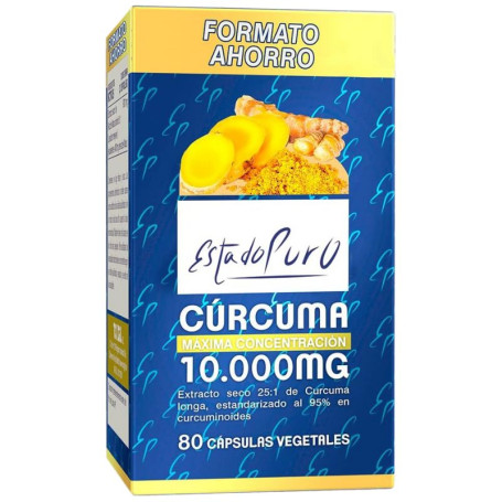 Cúrcuma 10.000Mg 80 Cápsulas Vegetales Estado Puro