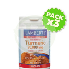 Pack 3x Turmeric (Cúrcuma 20.000Mg.) 120 Tabletas Lamberts