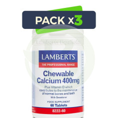 Pack 3x Calcio Masticable 400Mg. Lamberts