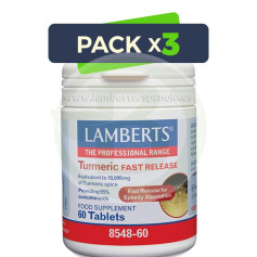 Pack 3x Cúrcuma De Liberación Rápida 60 Tabletas Lamberts