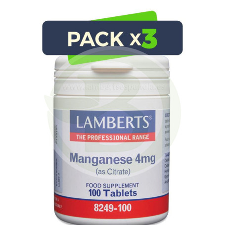 Pack 3x Manganeso 100 Tabletas Lamberts