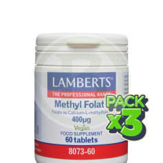 Pack 3x Methyl Folate 400Μcg 60 Comprimidos Lamberts