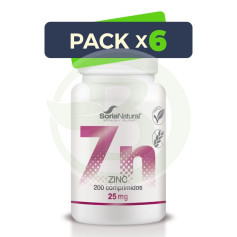 Pack 6x Zinc 350 Mgrs. X 200 Liberacion Sostenida Soria Natural
