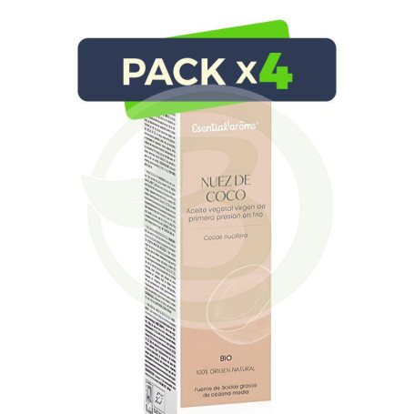 Pack 4x Aceite de Nuez de Coco Bio 100Ml. Esential Aroms