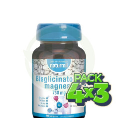 Pack 4x3 Bisglicinato De Magnesio 750Mg 90 Comprimidos Naturmil