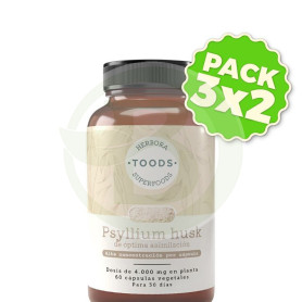 Pack 3x2 Psyllium Husk 60 Cápsulas Vegetales Herbora