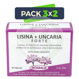 Pack 3x2 Lisina + Uncaria Forte 60 Cápsulas Integralia