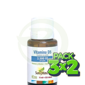 Pack 3x2 Vitamina D3 2.500Ui 15Ml Sura Vitasan