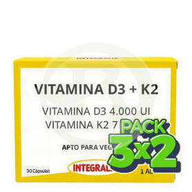 Pack 3x2 Vitamina D3+K2 30 Cápsulas Integralia